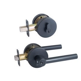 Design House 582650 Eastport Entry Combo with Keyed Entry Lever and Deadbolt, Matte Black