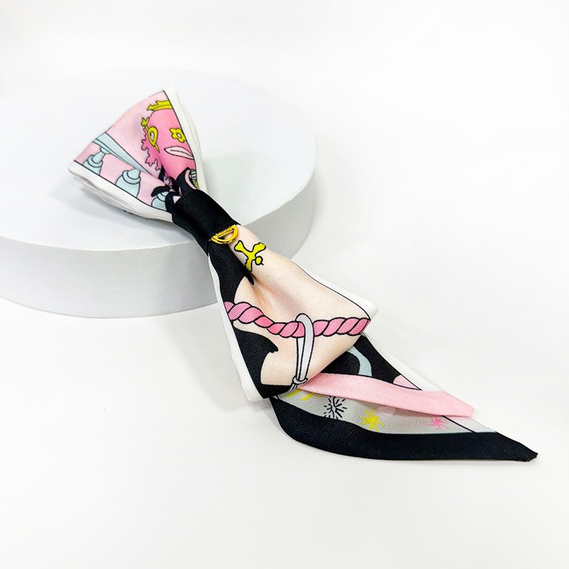 (3 types) Burnaby tail scarf point ribbon hairpin baby pink