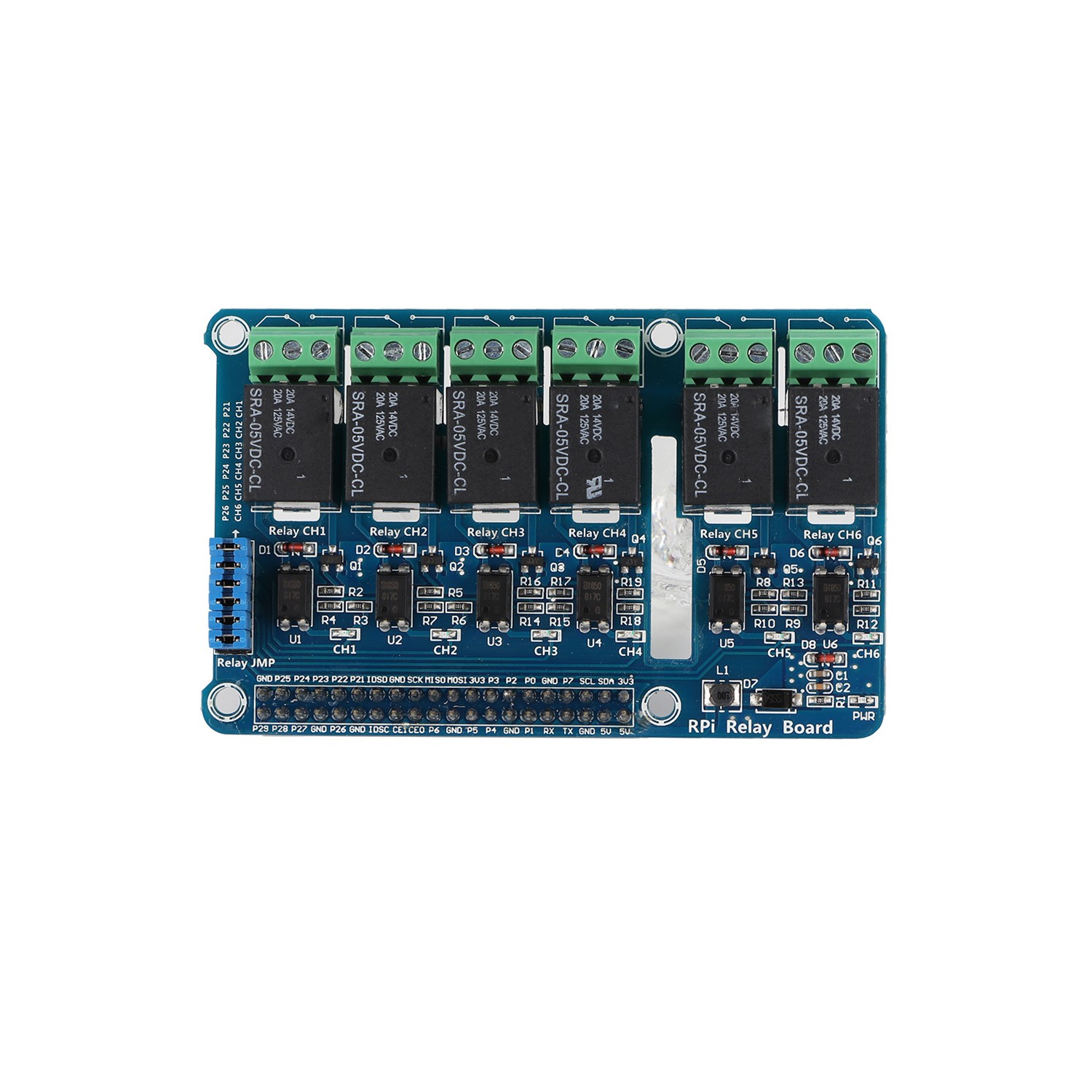 6 Channel RPi Relay Module Expansion Board for Raspberry Pi A+/B+/2B/3B ...