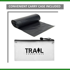 TRAIL ESSENTIALS Toilet Liners; Hygienic, Leak-Proof, Odor Free, Compatible with Camping Commodes and Portable Toilets, Black Opaque Color - Jumbo Roll of 50 Liners in Convenient Carry Case