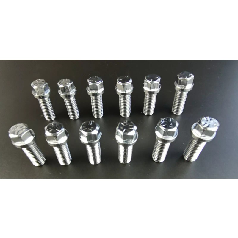 RSRacing SBC Chevy Chrome 6pt Header Bolt 12pc Kit 3/8"-16