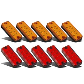 5Amber 5Red 8LED Side Marker Light Lamp Truck Trailer Lorry Caravan Waterproof