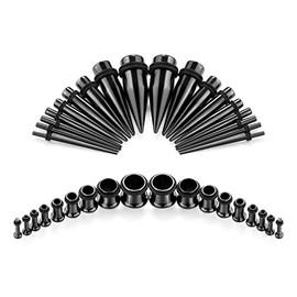 Funseedrr 36pcs Gauges Ear Stretchers Stretching Kit Surgical Steel Tunnel Plugs Tapers Piecing Set(14G-00G)