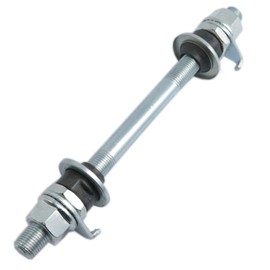 Meuey Lyot Bicycle axle 150mm /5.9 "Bicycle Multi-Speed Rear hub axle M10 Silver 26tpi Hub Conical Lock nut Washer Kit 1pcs (M10*150mm)