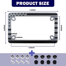 Stainless Motorcycle License Plate Frame with American Flag,License Plate Frames for Men as Car Decor,4 Holes License Plate Holder Cover Motorcycle Plate Motorcycle Accessories