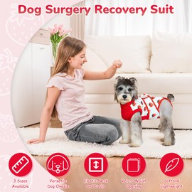 Dog Recovery Suit, Pet Recovery Shirt After Surgery, Spay Neuter Body Suit for Abdominal Wounds, Post-Surgery Recovery, Prevent Licking Wounds, Breathable Cotton Fabric