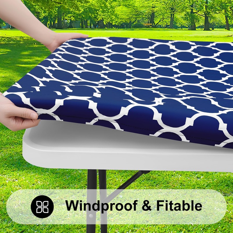 Smiry - Mantel rectangular para mesa de pícnic, impermeable, elástico,