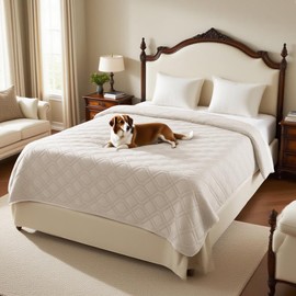 PrinceDeco Waterproof Blanket Dog Bed Cover with Non-Slip Back Pet Blanket for Furniture Bed Couch Sofa(52x82 Inch,French Oak)