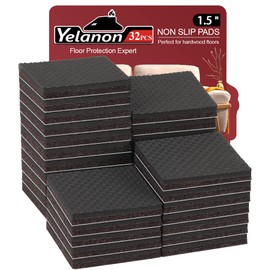 Yelanon Non Slip Furniture Pads -32pcs 1.5" Furniture Grippers Hardwood Floors, Non Skid for Furniture Legs,Self Adhesive Rubber Furniture Feet, Anti Slide Floors Protectors for Keep Couch Stoppers