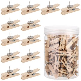 Cork Board Pins, 100 Pieces Push Pins for Cork Board Wood Decoration Wood Color