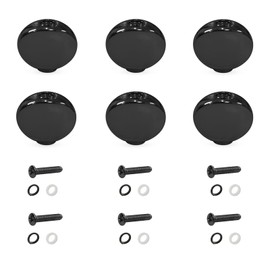 MAXCHEER 6PCS Metal Big Square Shape Guitar Tuning Peg Tuners Machine Head Replacemen Buttons knob Handle Tip (Black Oval)