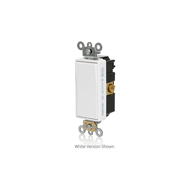 Leviton 5655-2W White Decora Plus Single Pole Rocker Switch, Momentary