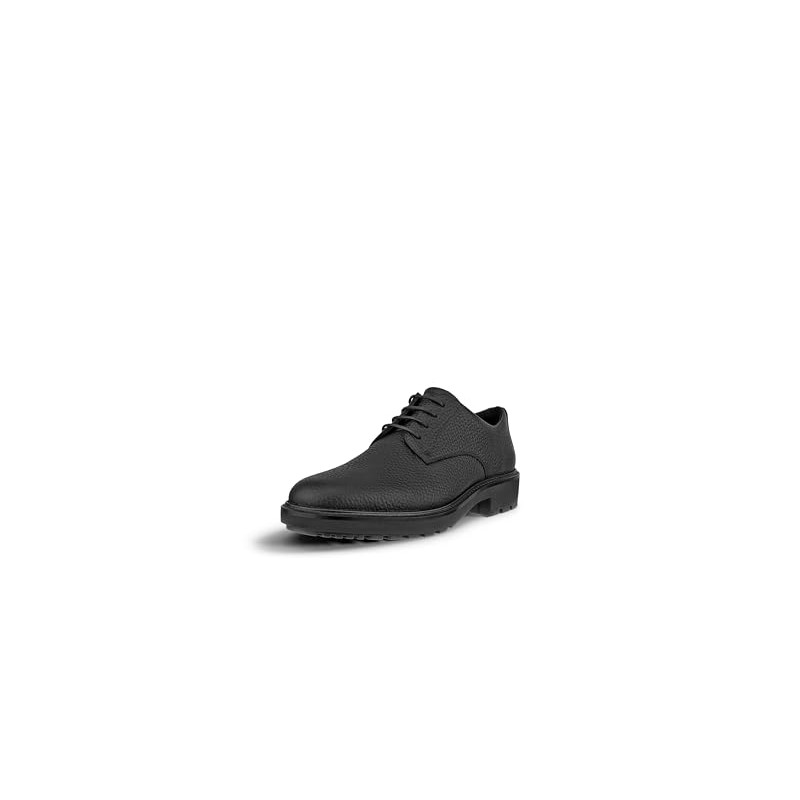 ECCO Men's Oslo Plain Toe Oxford, Black Pebbled Leather, 13-13.5