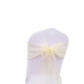 S & S PRODUCTS 1 Piece Chiffon Knot Bows For Wedding Parties And Reception Ceremony Organza Banquet Chair Sashes Knots (Beige)