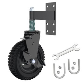 Lygoeege Gate Wheel 8inch with Brake for Metal Tube Gate Wooden Gate 600lb Capacity Spring Shock Absorbing Heavy Duty Casters with Screws and Wrenches