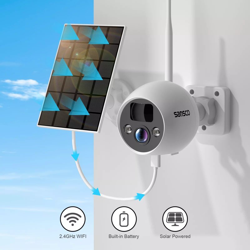 Sansco 3pcs HD 4MP Wireless Solar Power WiFi Outdoor Security