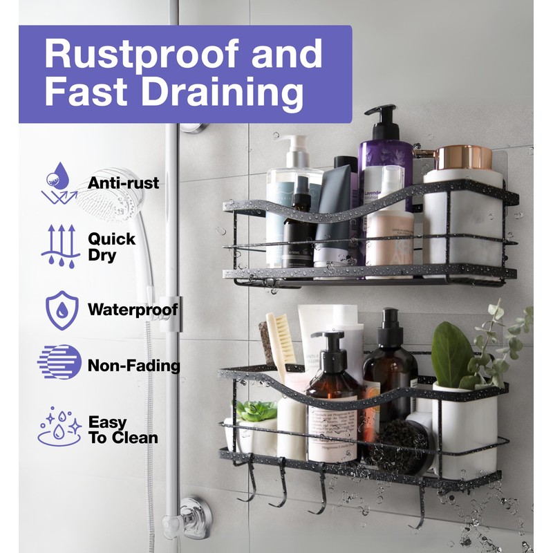 KINCMAX Premium Shower Caddy, Self Adhesive Shower Organizer w/ 4