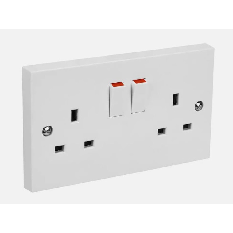 U-Trade 2-Gang White Double Switch Socket 13AMP 240V – Power