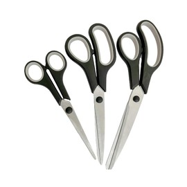 Craft Scissors Set of 3 Pack for Adults, All Purpose Stainless Steel Blades Shears, Comfort Grip Handles, Multipurpose Fabric Scissors Tool Great for Home Supplies, Office, Sewing and School, Black