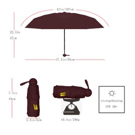 Mini Travel Umbrella,Wind Resistant, Small- Compact, Light, Strong Steel Shaft, Windproof, Mini, Folding and Portable,Backpack, Car,99% UV Protection for Men and Women, Compact Umbrella (red)