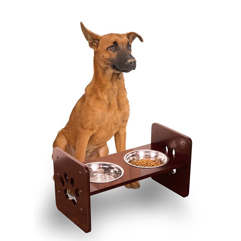 zoovilla Adjustable Pet Feeder, Espresso