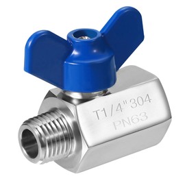 PATIKIL Mini Ball Valve 1/4" NPT Thread Male/Female, 2 Pcs 304 Stainless Steel Shut-Off Valve for Water Oil Gas Plumbing Fitting, Silver