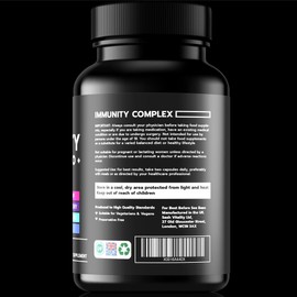 Immune System Booster Supplement - 120 Capsules - Vitamin C and Zinc, Elderberry, Iron, Vitamin B12, D3, Turmeric, Selenium, Garlic, Probiotic – Vegan Multivitamin Complex (Immune System Booster)