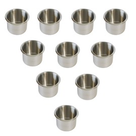 SEETOOOGAMES Stainless Steel Drop-in Anti-Spill Cup Holder,Poker Table Cup Holder Inserts(Small - Set of 10)