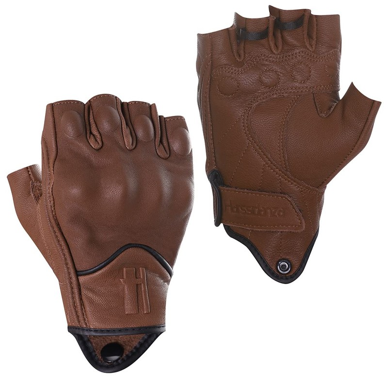 Harssidanzar Mens Gloves Half Finger Goatskin Leather Motorcycle Gloves GM037UK,