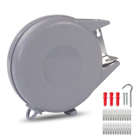 JS Hanger Drying Natural Retractable Clothesline Outdoor Indoor Laundry Line-49 FT Single Line Heavy Duty Wall Mounted Portable Clothes Drying Line (Grey)