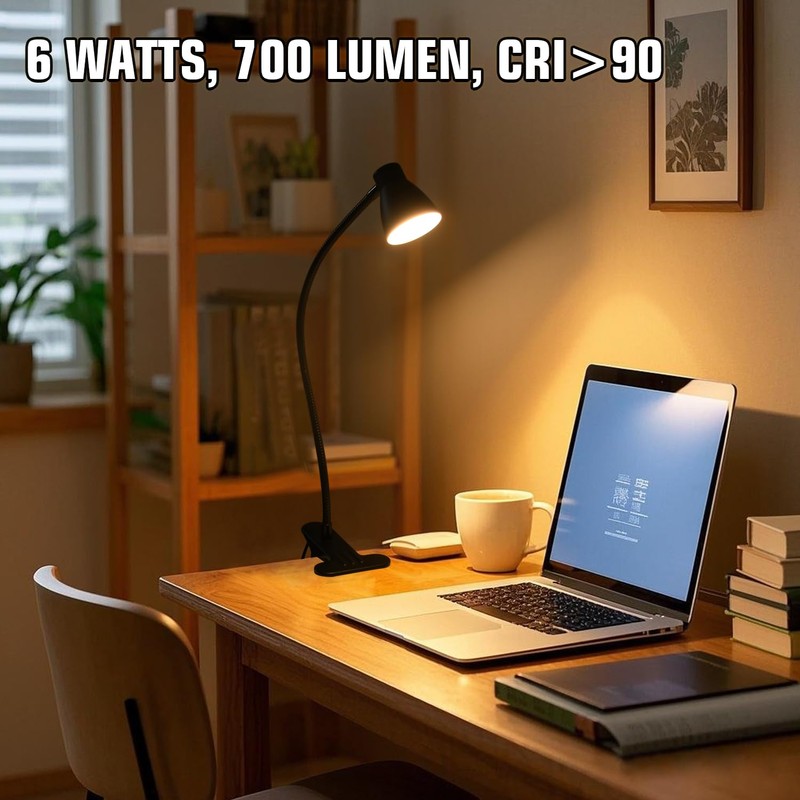 CeSunlight Clamp Desk Lamp, Clip on Reading Light, 3000K-6500K Adjustable