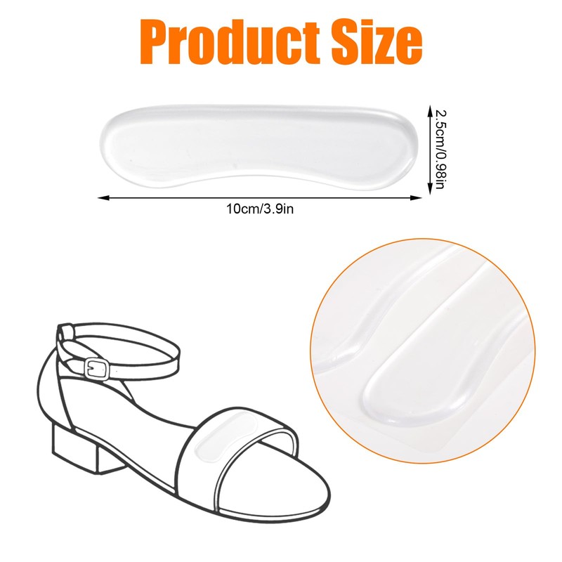 6 Pairs Sandal Strap Cushion Strips, Transparent Self-Adhesive Heel Liners
