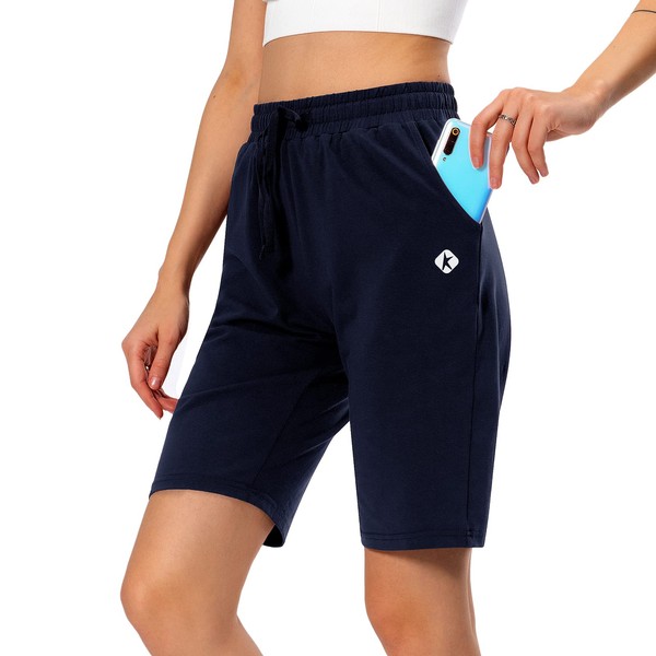 Ksmien Bermudas - Pantalones cortos largos de algodón de 10