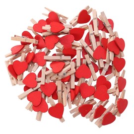 Kisangel 50pcs Love Photo Clip Small Mini Clothes Pins for Photo DIY Craft Decor Wood Retro Decor Hand Decor Vintage Decor Tiny Cute Clothespins Red Showcase Bamboo Baby Clothing