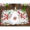 Set of 4 Embroidered Holiday Candy Canes on White Napkins