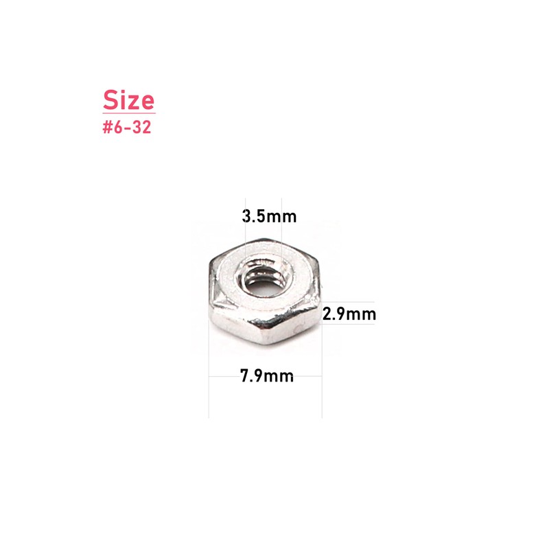 cSeao 6-32 Hex Nuts, 100 Pieces, 304 Stainless Steel, Plain