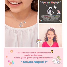 UNGENT THEM Initial T Unicorn Necklace Little Girls Jewelry Unicorn Gifts for Girls 6 8 5 7 9 10 12 Back to School Birthday Christmas Valentines Day Gifts for Girls