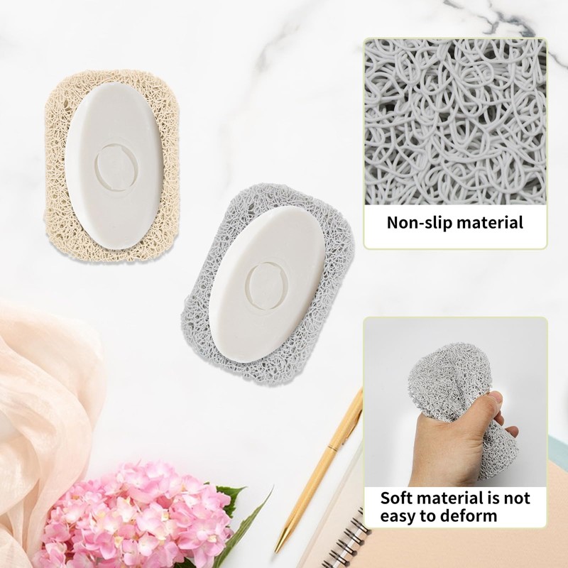 MultiValue Soap Cushion, 4 Pieces Non-Slip Soap Mat, Self-Draining, Spiral
