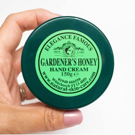 Gardeners Honey Hand Cream 150g Recommended by BBC Gardeners World 2024 by Elegance Natural Skin Care Multi Award Winning. Replenishing Handcream for Dry Rough Working Hands and Split Fingers.