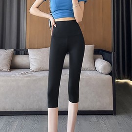 Women's Cross Border High-Waist Yoga Shorts - Thin Cut, Shark Skin Solid Color Stocking XL/Grey 5ea