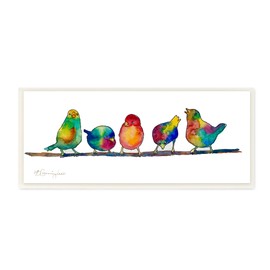 Stupell Industries Groovy Tie Dye Parakeet Birds Standing Branch, Design by MB Cunningham