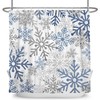 Canessioa Abstract Snowflake Shower Curtain Boho Blue and Grey Snowflakes