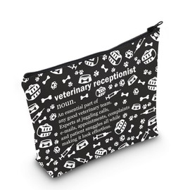 POFULL Veterinary Gift Vet Receptionist Definition Cosmetic Bag Vet Clinic Gift (Black Vet Recep CA Bag)