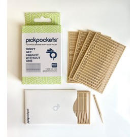 pickpockets® 100 count – First interdental toothpicks designed to fit and travel with us in our wallet for an easy access to a dental pick – includes a RFID blocking protective card sleeve