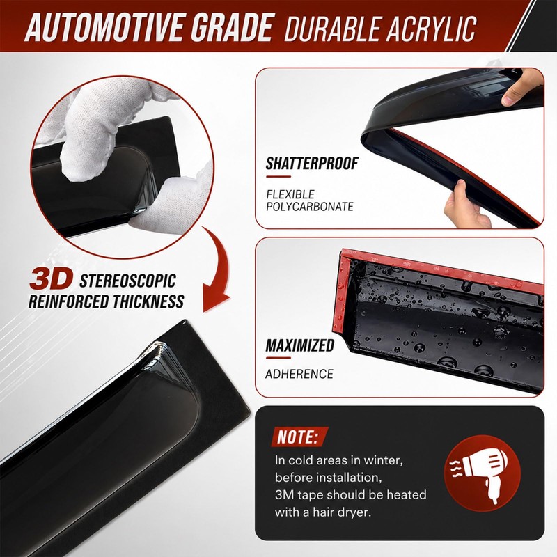 DimFlux 4PC Rain Guards for 02-08 Dodge Ram 1500 for