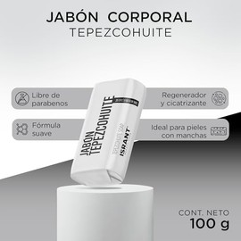 Jabón de Tepezcohuite Corporal Natural ISRANT 100g | Sin Parabenos Ni Sulfatos | Cuidado Suave Para Piel Sensible | Jabón de Baño Ingredientes 100% Na