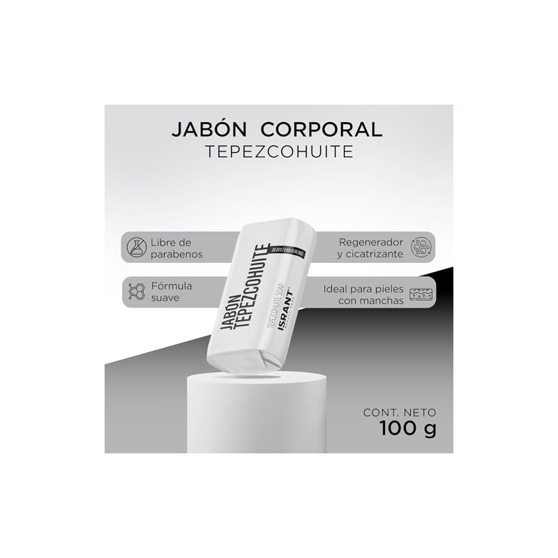 Jabón de Tepezcohuite Corporal Natural ISRANT 100g | Sin Parabenos