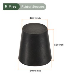 YOKIVE Pack of 5 Rubber Plugs Conical Plugs with High Temperature Resistance Protection Hole Large for Lab Industry (Black 18 mm to 24 mm)