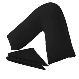 NURBAY V Shaped Pillowcase cover 100% Polycotton V pillow case cover - Neck & Back Support Orthopaedic Pregnancy Nursing V shape Pillow case cover only-Envelope Closure (Black)