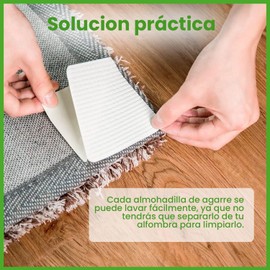Almohadillas Antideslizantes para Alfombra 8 Pack – Pinzas de Sujeción y Cinta Adhesiva Antiderrapante para Tapetes y Esquinas, Reutilizables, Lavables y Fáciles de Colocar, Color Blanco BEE VIBES